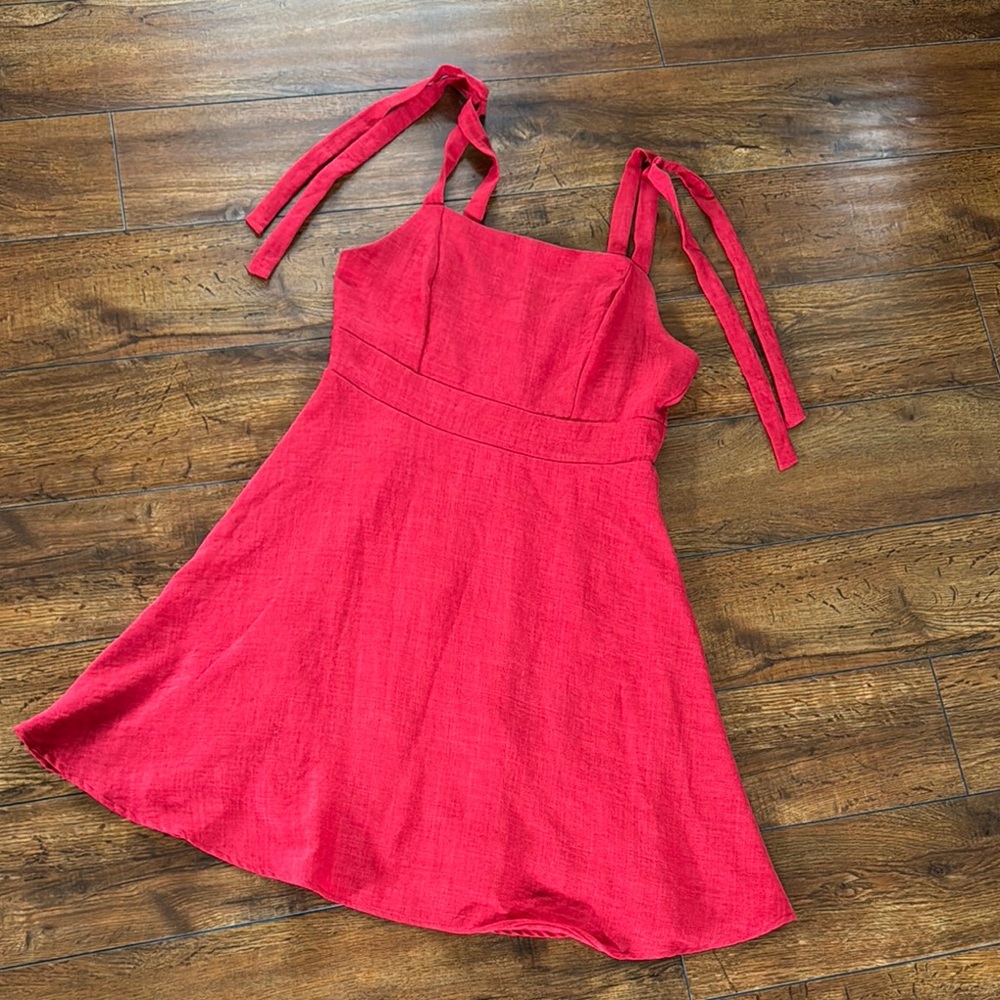 Altar'd State Vibrant Red Dress with Tie Straps